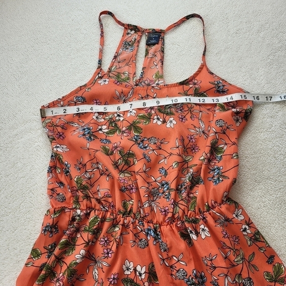 City Streets Wide Leg Orange Romper with Floral Pattern Women's Size Small - Picture 4 of 5